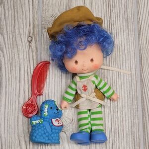 Strawberry Shortcake Crepe Suzette Doll Pet Eclair Blue Poodle Dog Vtg